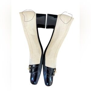 NATURALIZER N5 COMFORT Black and Beige Patent Leather Loafers